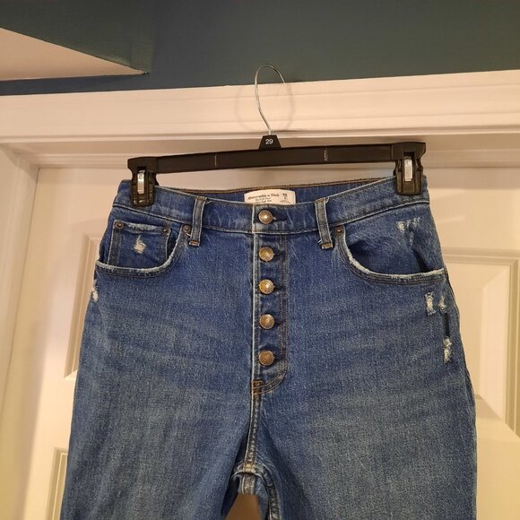 Abercrombie Fitch Jeans Womens 28 6 Short Ultra High‎ Rise Kick Flare Button Fly - Picture 3 of 11